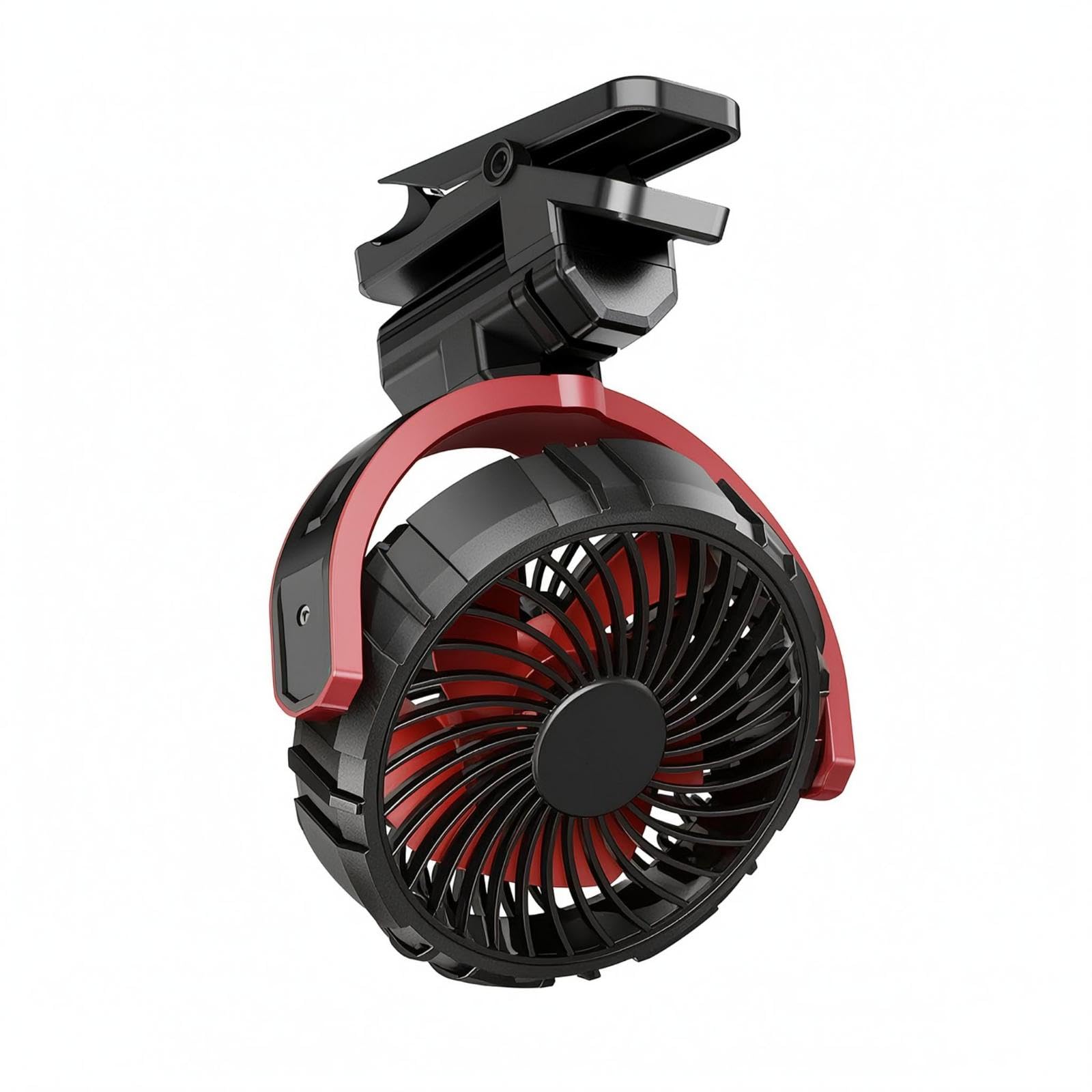 Portable Power Fasten-On Fan 900-Degree Adjustable Fasten-On Car Fan 3-Speed Cooling Gadget Black Red Home & Garden | Home Improvement | Heating Cooling & Air | Portable Fans-image-12