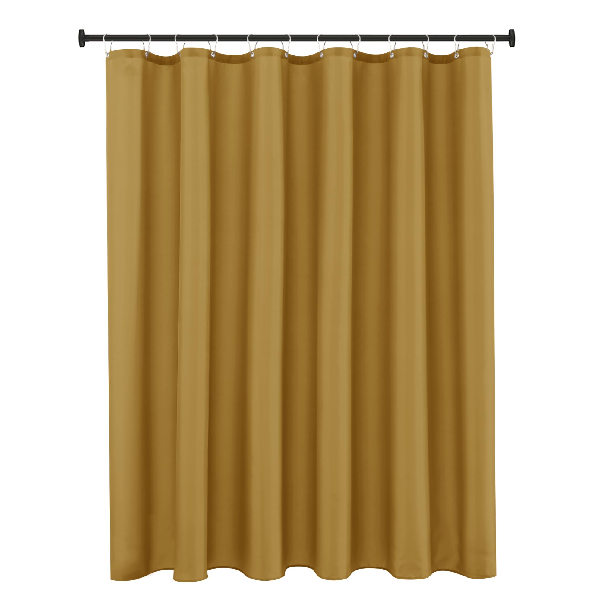 Biscaynebay Hotel Quality Fabric Shower Curtain Liner 72 Inch by 72 Inch, Gold Water Resistant Bathroom Curtains Rust Resistant Grommets & Weighted Bottom Hem Machine Washable