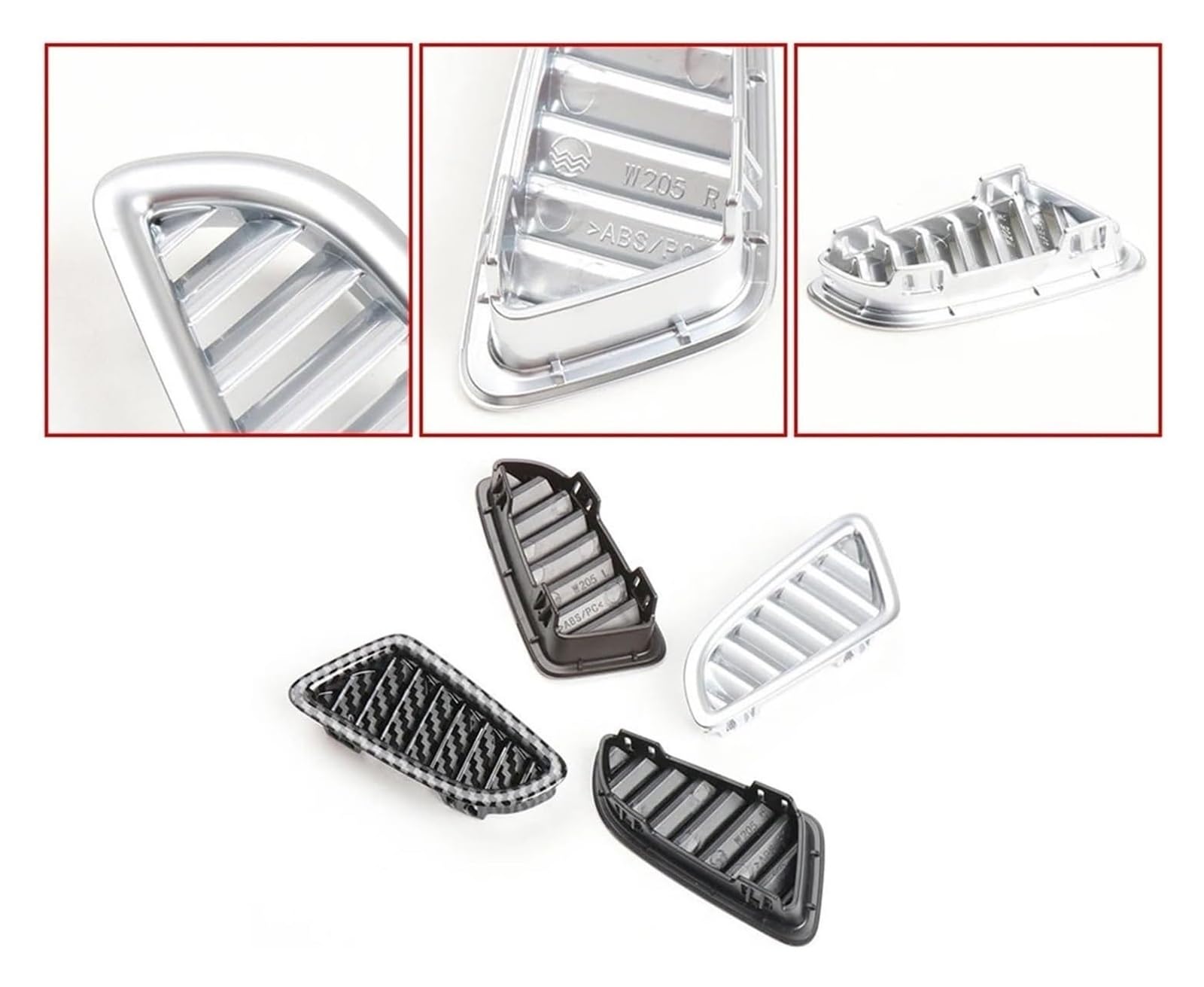 Salida Aire Rejilla para W205 Clase C 2015 2016 2017 2018-2020 2021 Consola Tablero Marco Aire Acondicionado Ventilaciones Molduras Cubiertas(-Chrome Right)