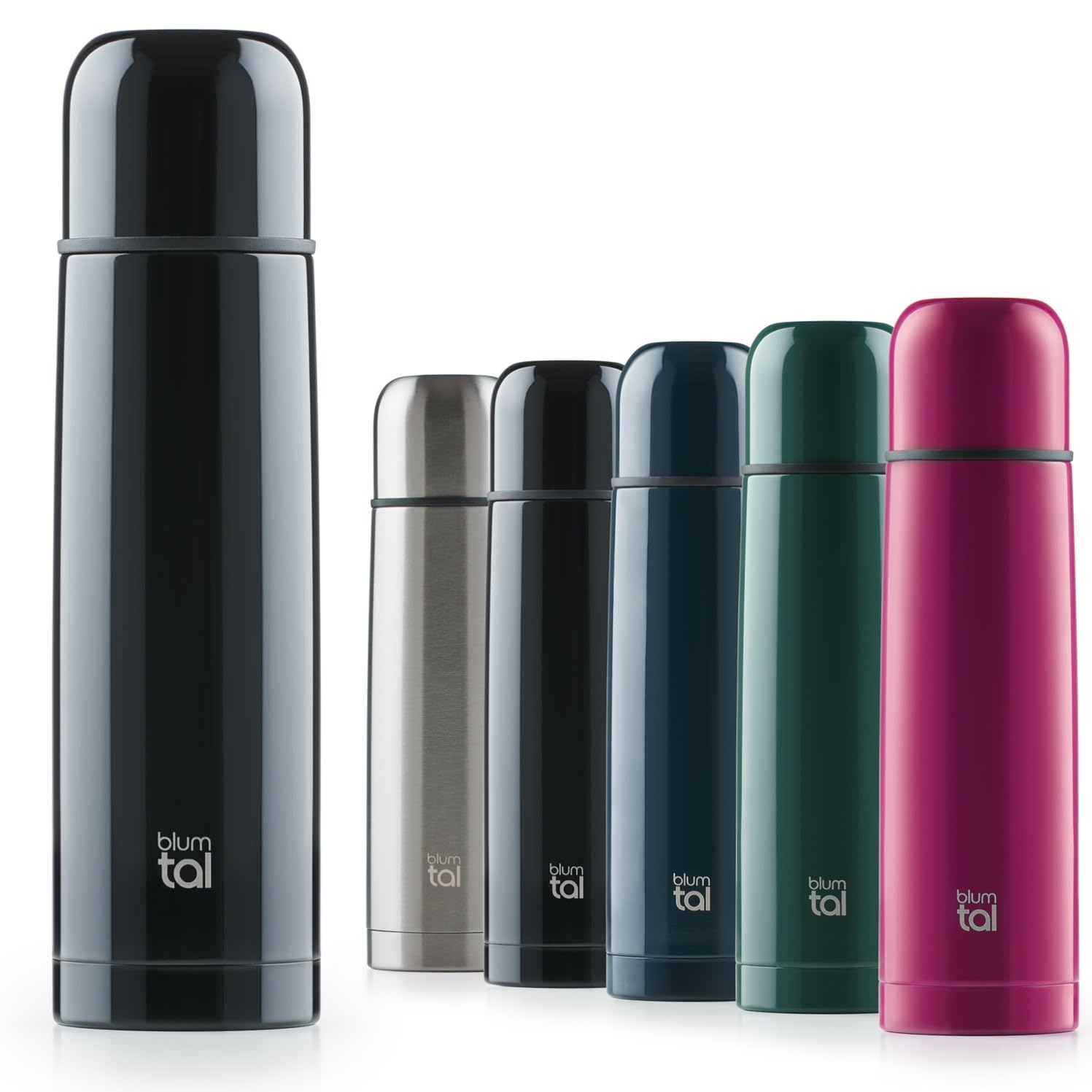 Blumtal Termos Caffè in Acciaio Inox Doppia Parete, Borraccia Termica per Bevande Calde e Fredde, Tappo Quick-Press, 700ml, Nero