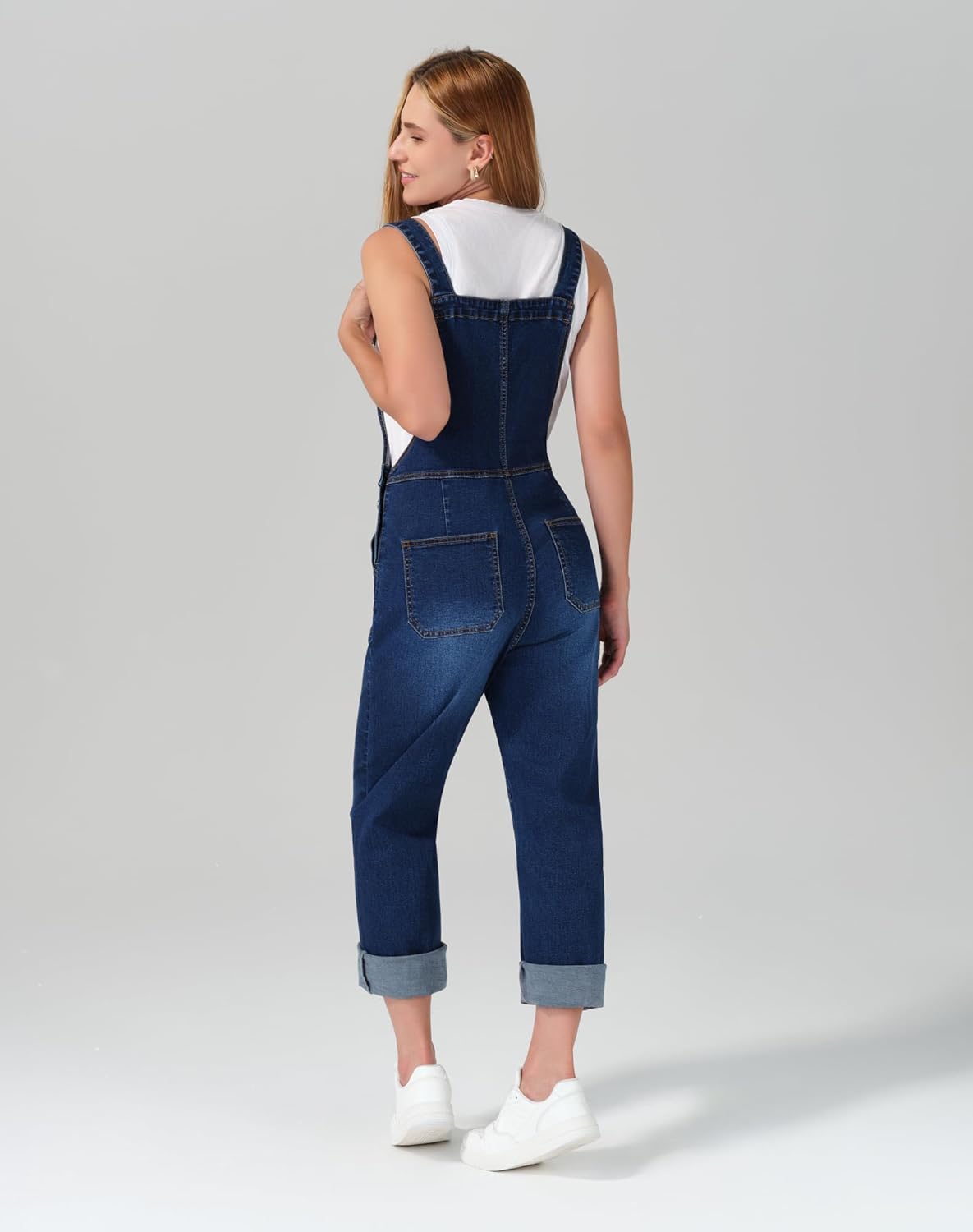 roswear Denim Overalls for Women Adjustable Strap Stretchy Bib Overall Jean Jumpsuits Pants - Image 3