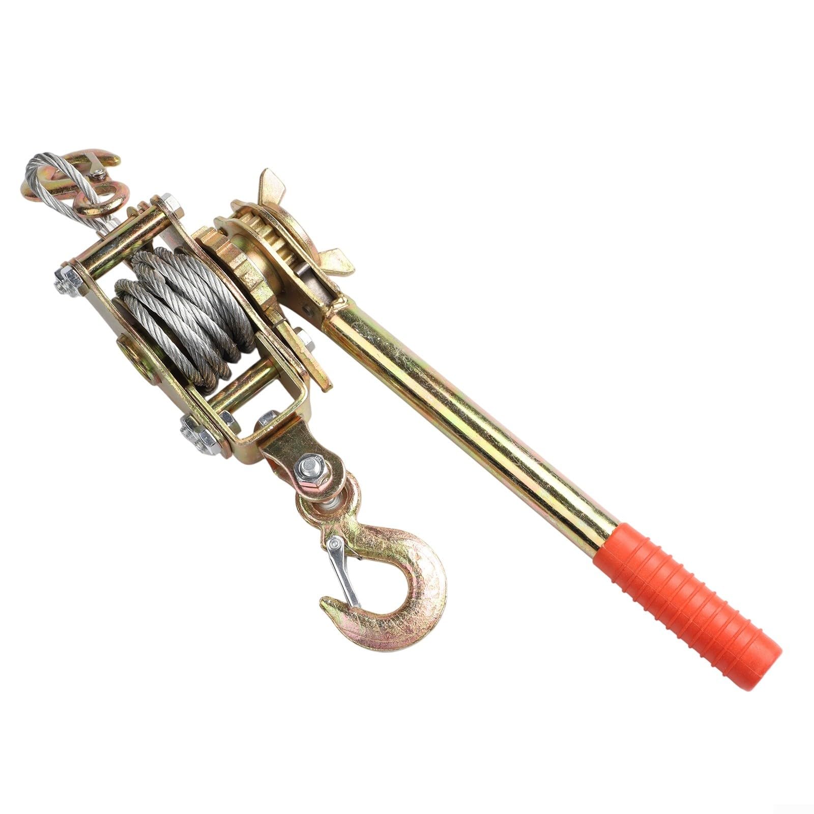 Tensor de trinquete de cuerda de alambre resistente 2T de aleación de acero con ganchos dobles y agarre antideslizante, extractor de cable manual para construcción de línea eléctrica (2T