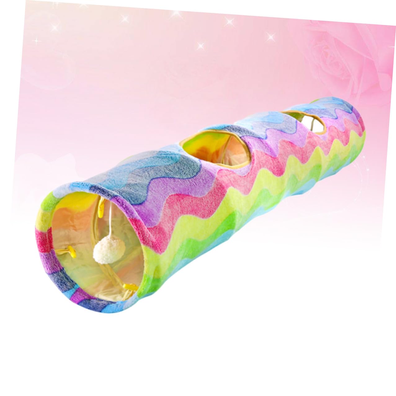 Tunnel per Gatti Pieghevole, Gioco Interattivo a Tubo | Carta Sonora, Stile Arcobaleno, per Gattini e Gatti, Design Creativo per Sessioni di Gioco
