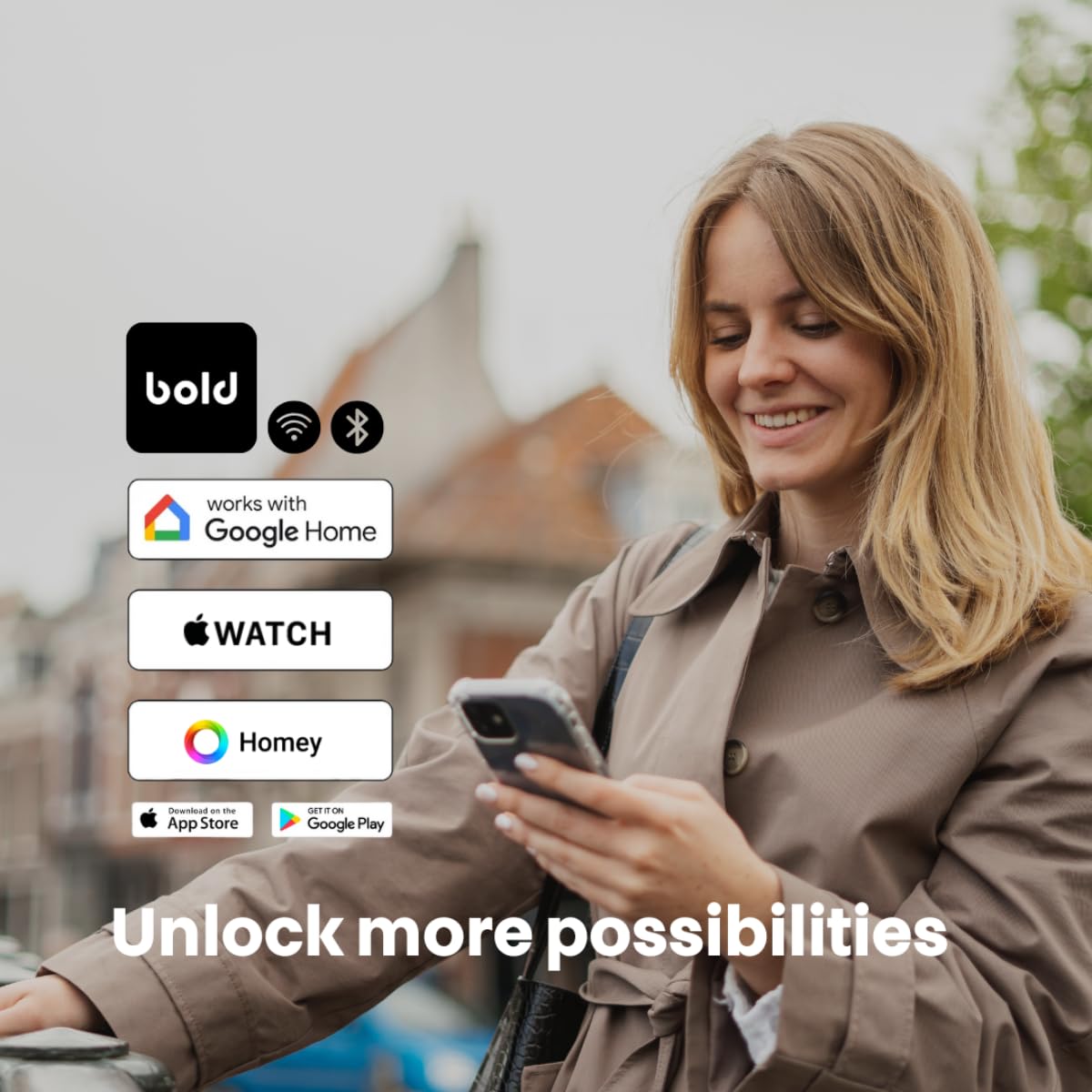 Bold – Elite Smart Lock SX33 – inteligentny zamek do drzwi bez klucza – Bluetooth i Wi-Fi – łatwa instalacja – sterowanie aplikacją – miedziany