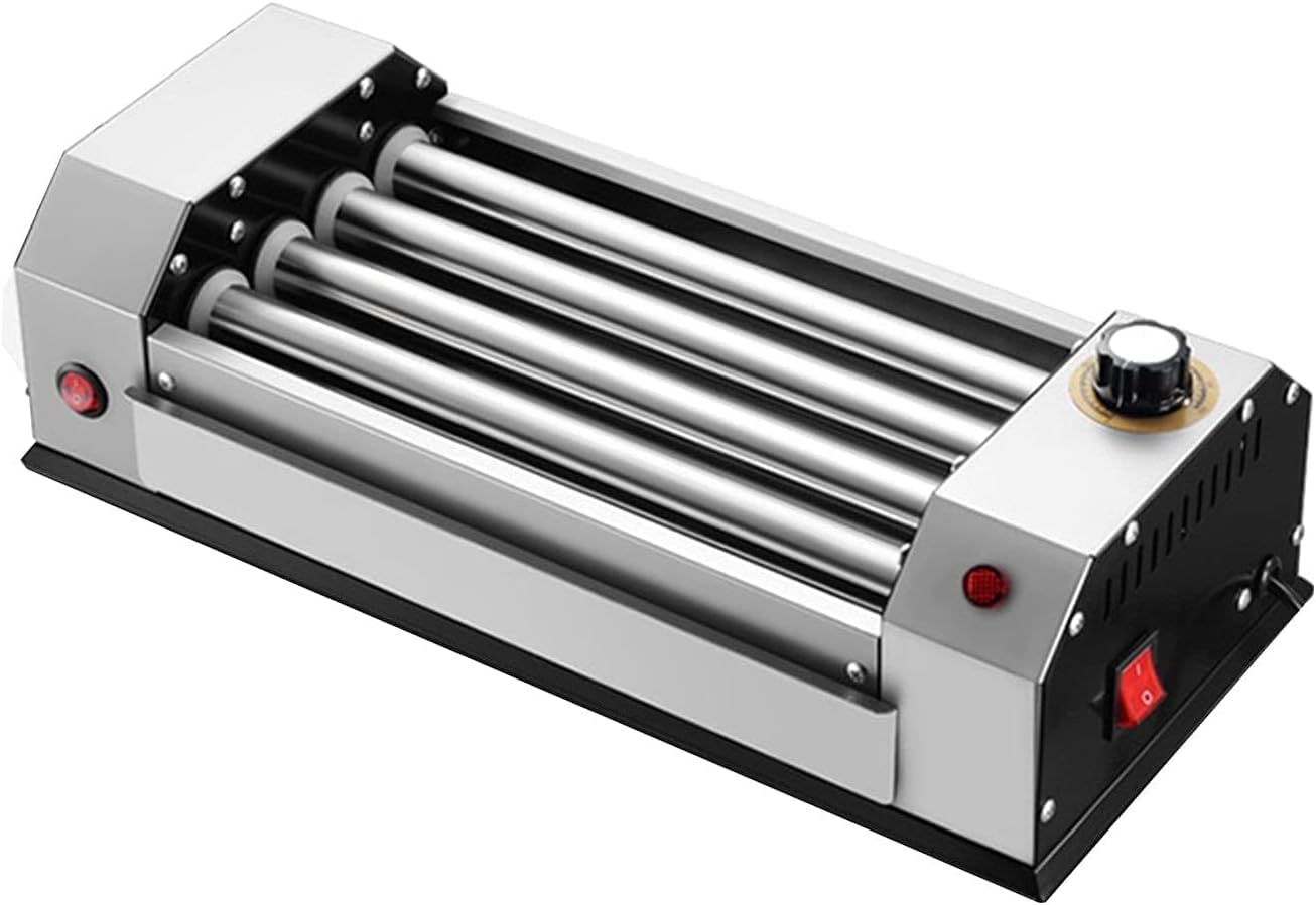 Máquina de rodillos para perros calientes de 600 W, parrilla de salchichas de acero inoxidable con rodillos calentados para cocina y preparación de desayuno