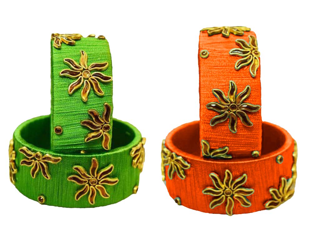 Silk Fully Designed Bangles Set of 4 (size-2/10)