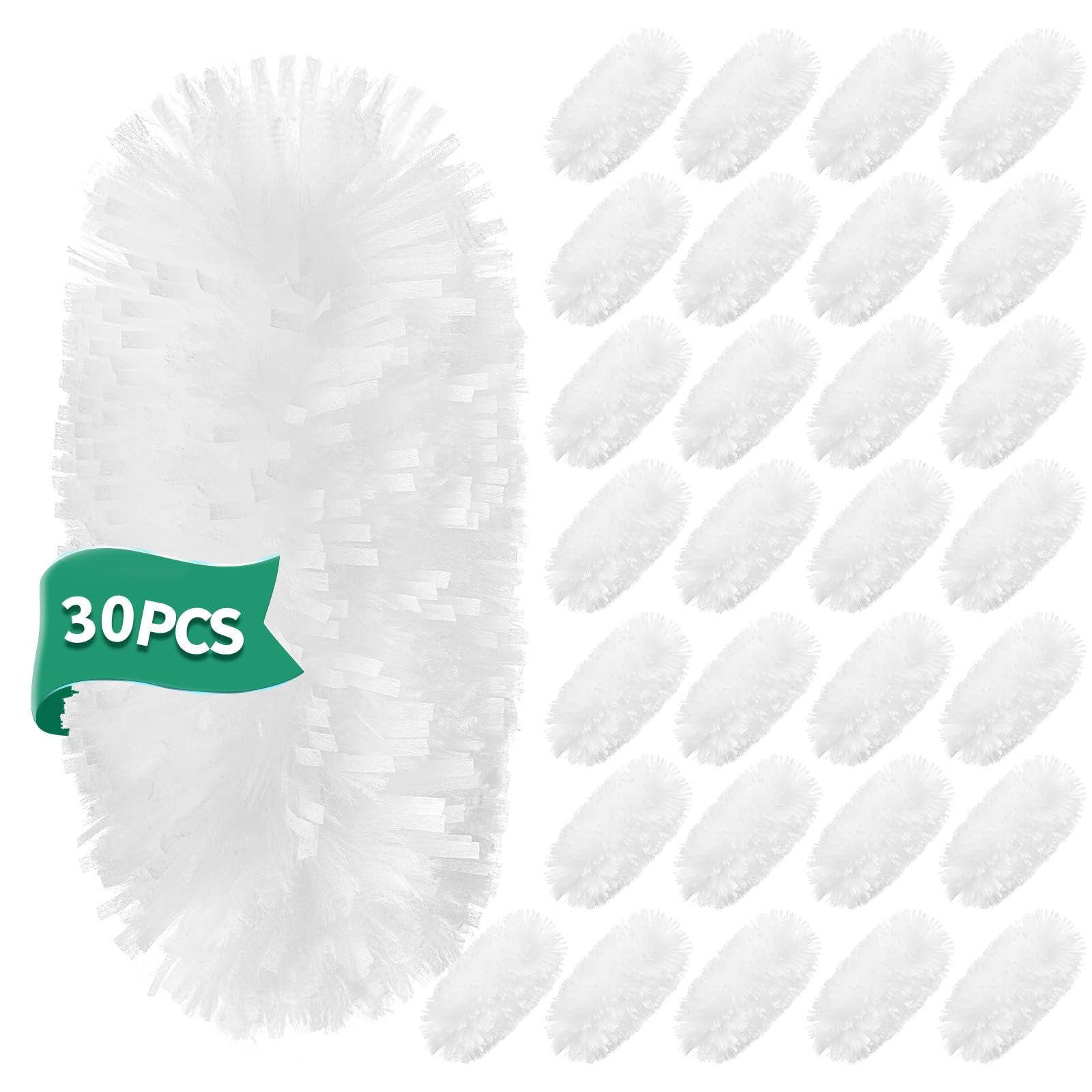 30 ricariche elettrostatiche compatibili con Swiffer Duster, ricariche per spolverare multi-superficie, spolverino in microfibra per la pulizia, bianco non profumato