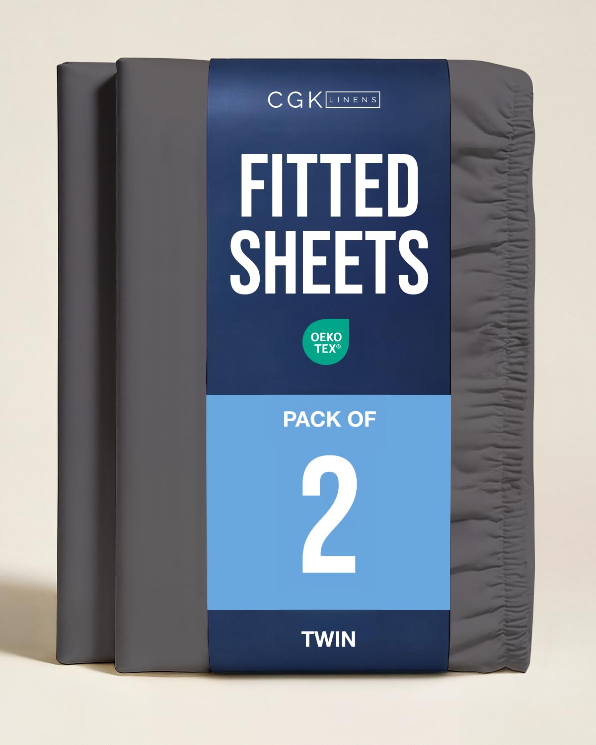 Twin Fitted Sheet - Pack of 2 Single Fitted Bottom Sheet Only - Dark Grey