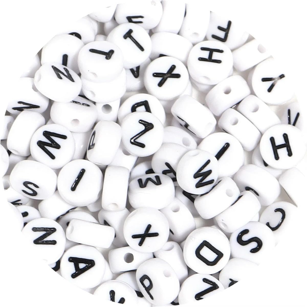 HUIOYG 100pcs/Lot Alphabet Beads Flat Round Letter Acrylic for Jewelry Making