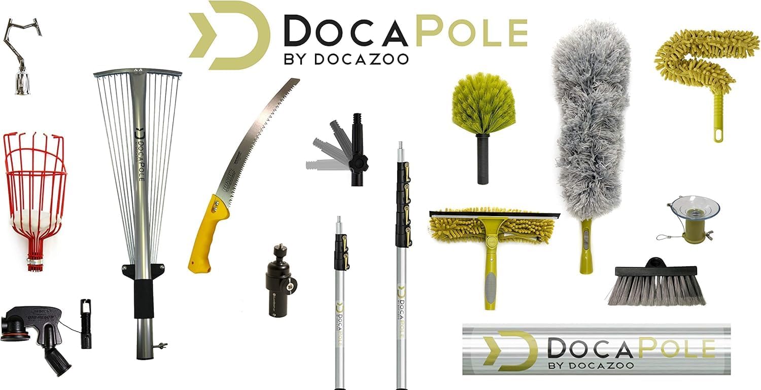 DOCA Gardening Tools 6-26 Ft - Extension Pole for Tree Trimming, Fruit Picker, Roof Rake for Leaves - Pole Saw
