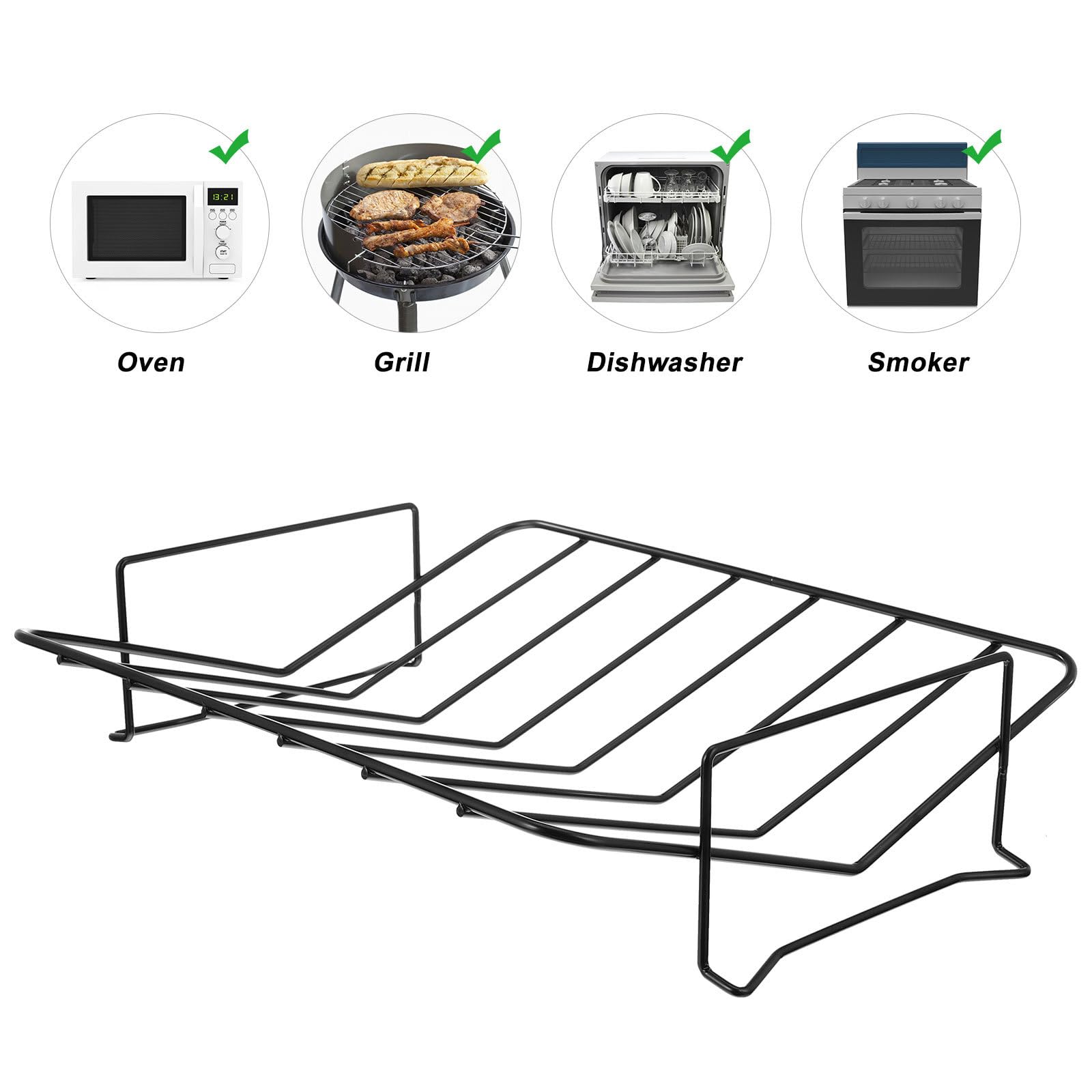 ifundom Supporto per Barbecue in Acciaio al Carbonio, Rettangolare, Antiaderente, Leggero e Portatile, per Grigliate All'aperto e Arrosti