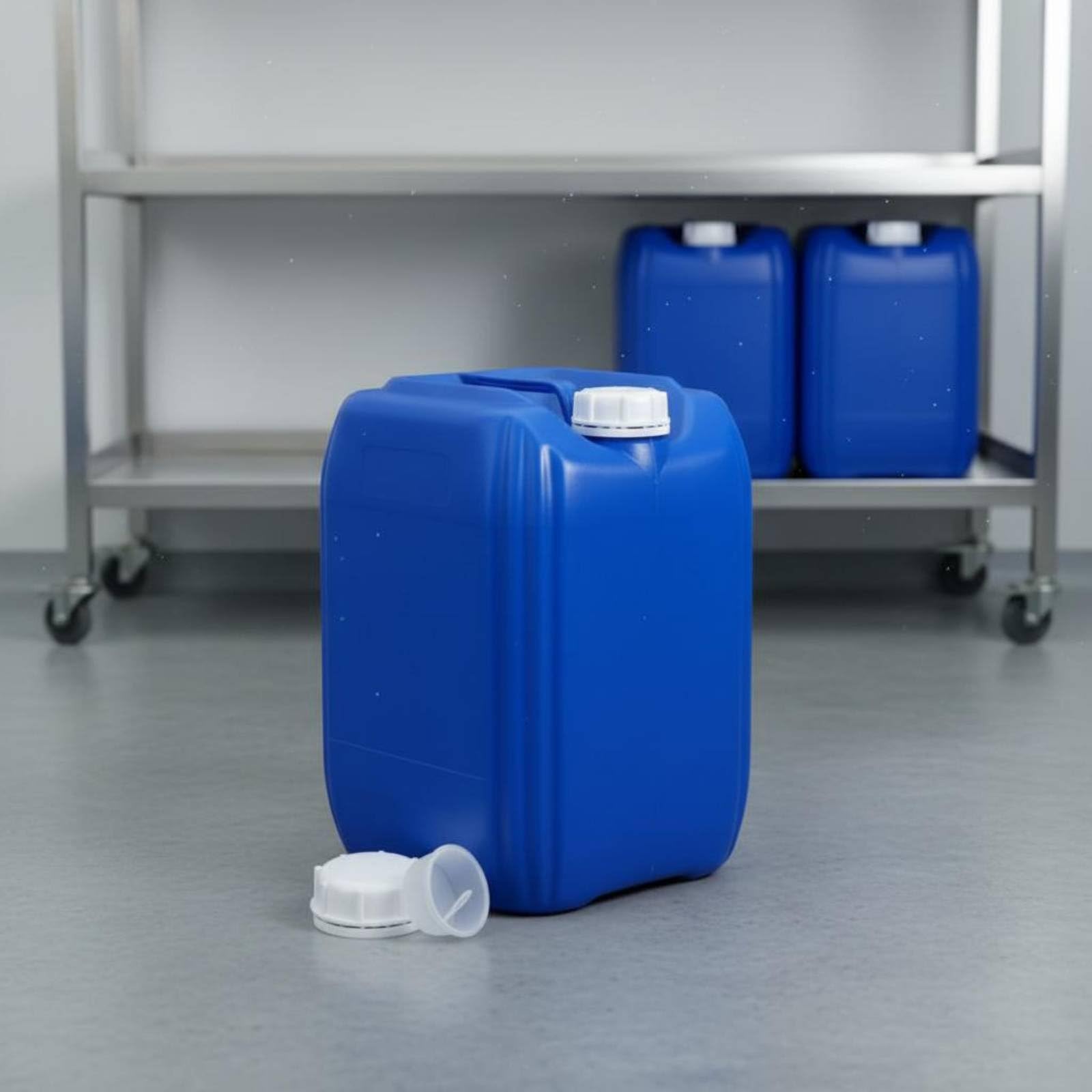 Gralara Bidón de Plástico Cuadrado Nivel Alimenticio Garrafa Apilable de Plástico Resistente Tanque de Almacenamiento HDPE para Laboratorio, Almacén, Fábrica, Azul, 25l-a-2