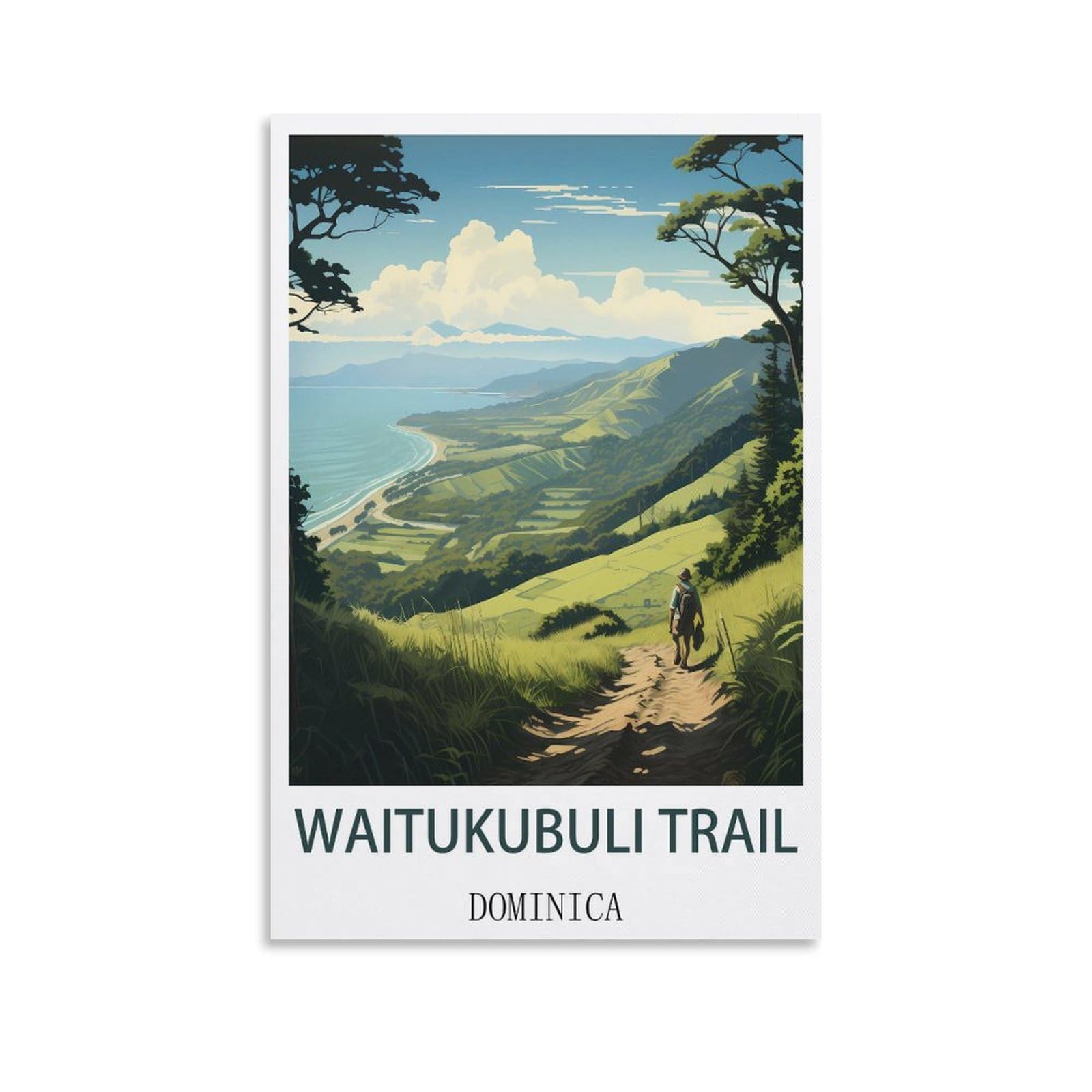 EZMLFA 5D Diamond Art Kits for Beginner,Waitukubuli Trail Dominica,Diamond Art Kits Gem Cross Stitch Easy Kits for Beginner Crystal Art Crafts Home Wall Decor 40x50cm