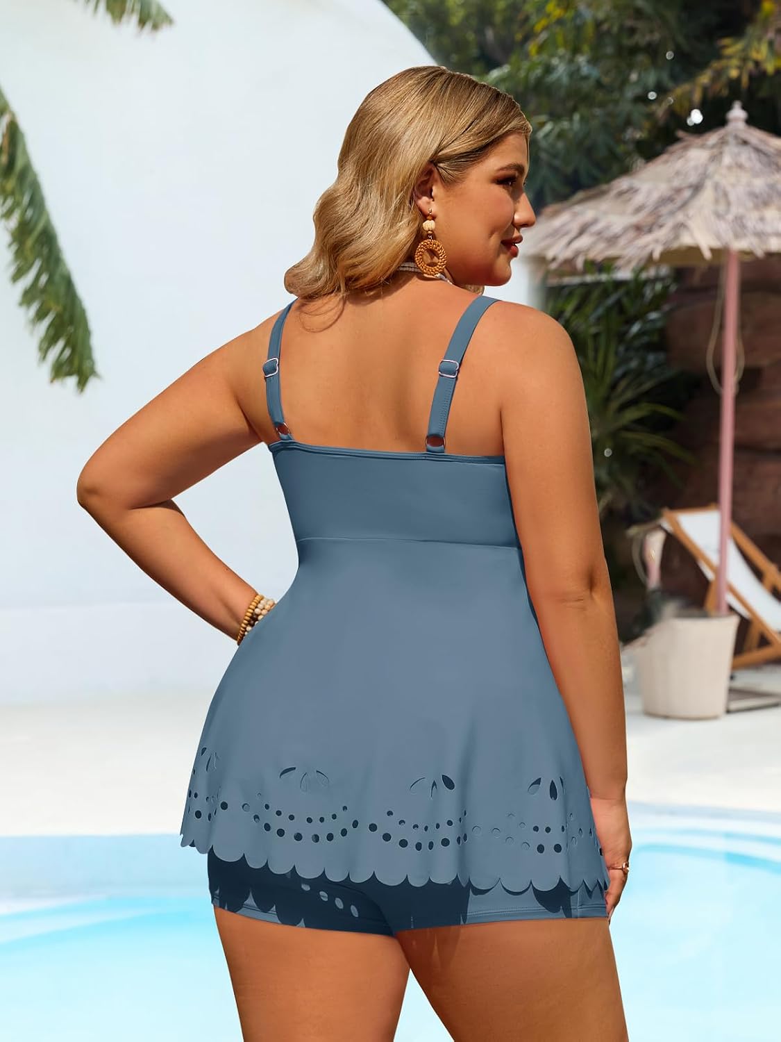 Womens Plus Size Two Piece Swimsuits Modest Tankini Bathing Suit Full Coverage Swim Dress for Women Swimwear 2026