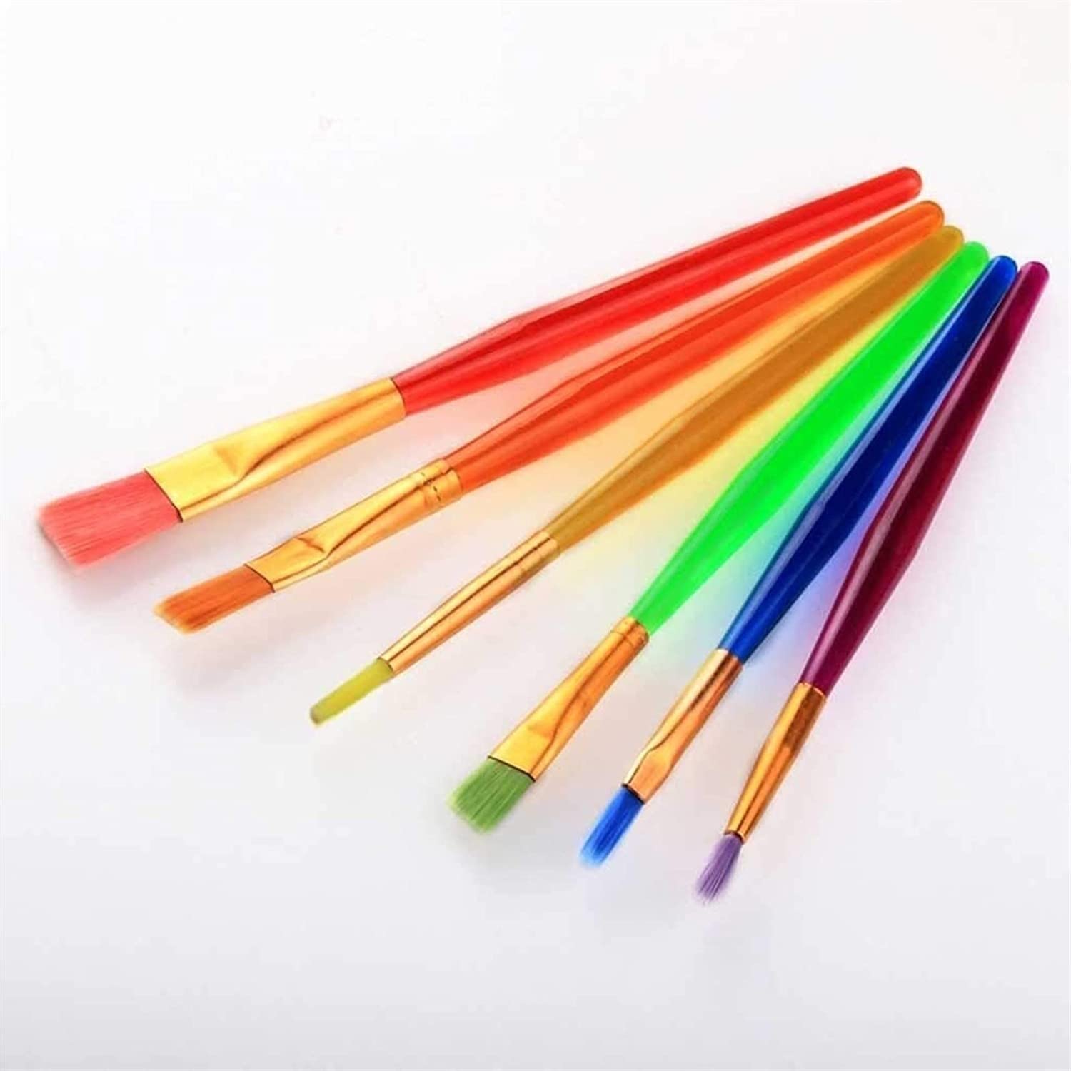 6-teiliges Set Farbiger Kinderpinsel aus Nylonhaar, Künstlerpinsel für Aquarell und Öl, ideal für Kinder, Schüler und Maler.