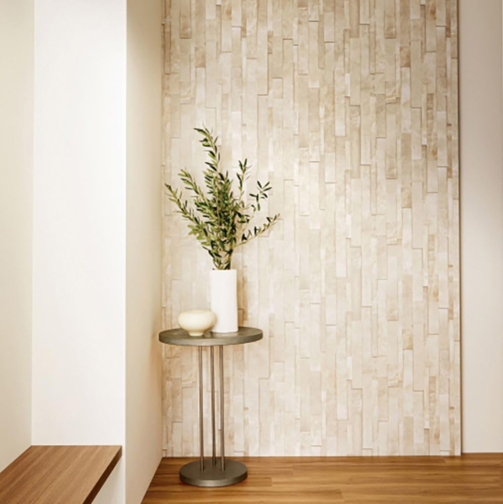 Amazon | 壁紙屋本舗 壁紙 のりなし クロス タイル ベージュ サンゲツ