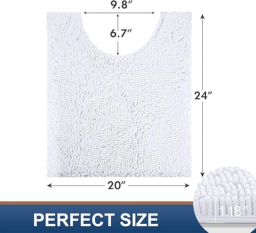 Miniatura 2 de Smiry Juego de tapetes de baño y alfombra de inodoro en forma de U, lavable a máquina, antideslizante, absorbente, alfombra de baño lanuda para