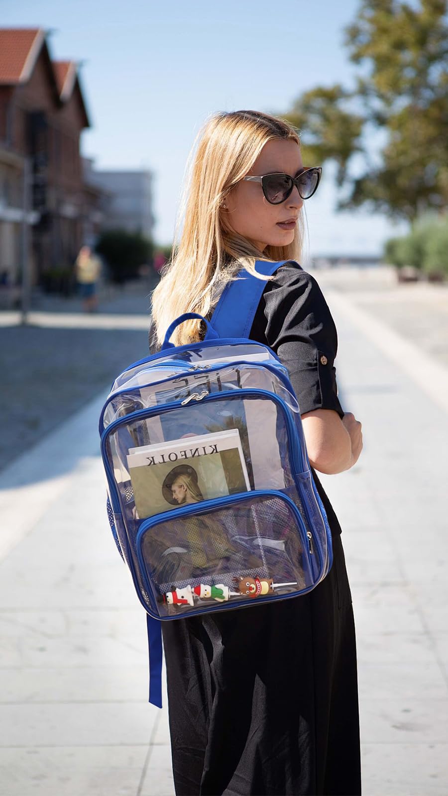 KUI WAN Clear Backpack - Stadium Approved Transparent Bag For Concerts & Work | Heavy Duty PVC With Side Pockets