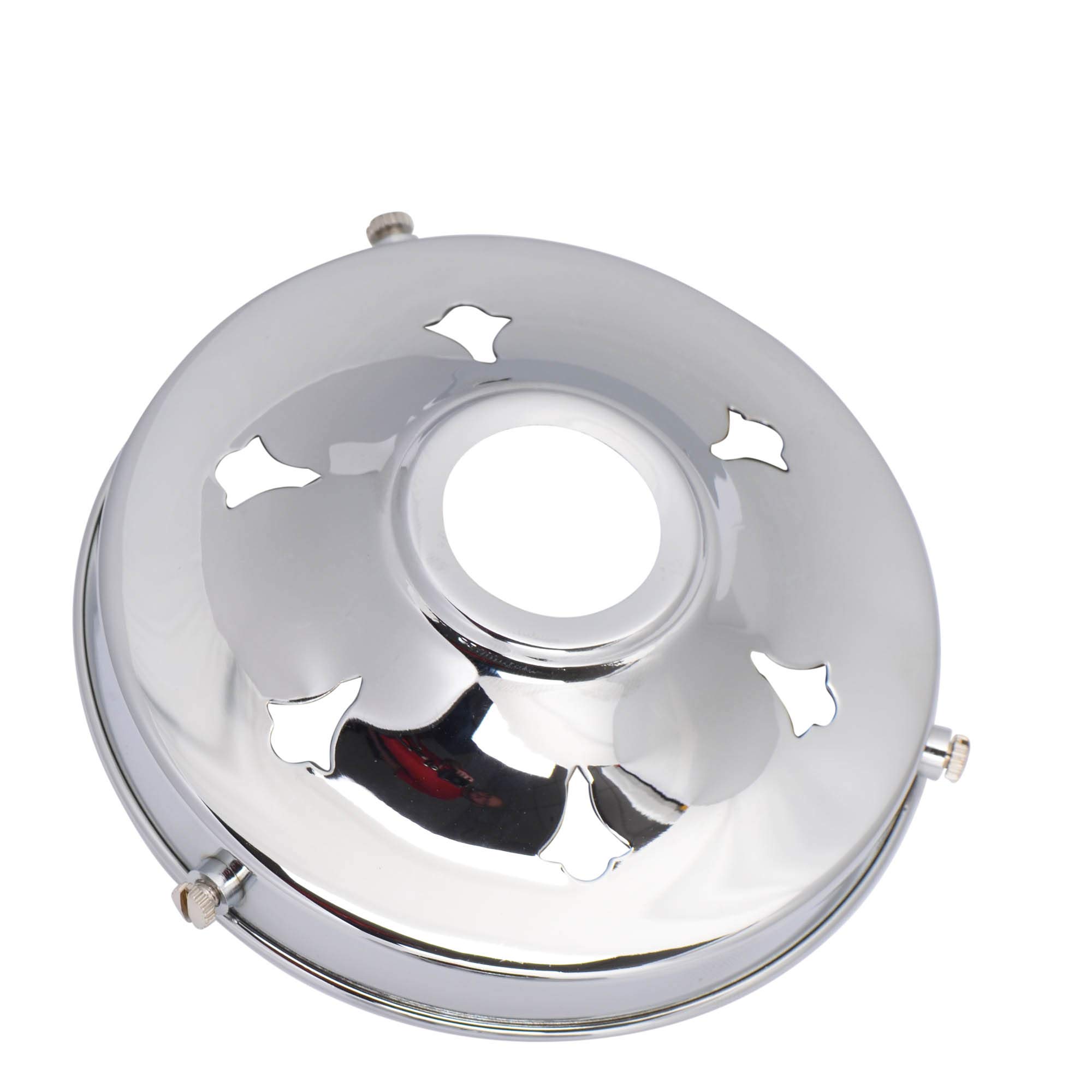 Elektek 4.25" Chrome Glass Lamp Shade Gallery Fitting For B22 Shade Ring Bulb Holders 4.25 Inch Chrome