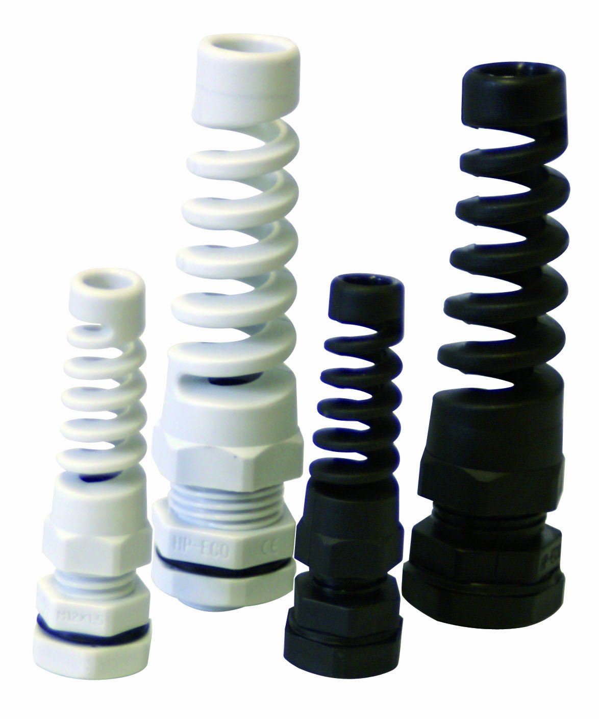 Spiral Kabelverschraubung Kabelverbinder in Schwarz Größe M16 x 1,5 mit Gegenmutter, zur Kabeldurchführung, Polyamid, 100 Stück