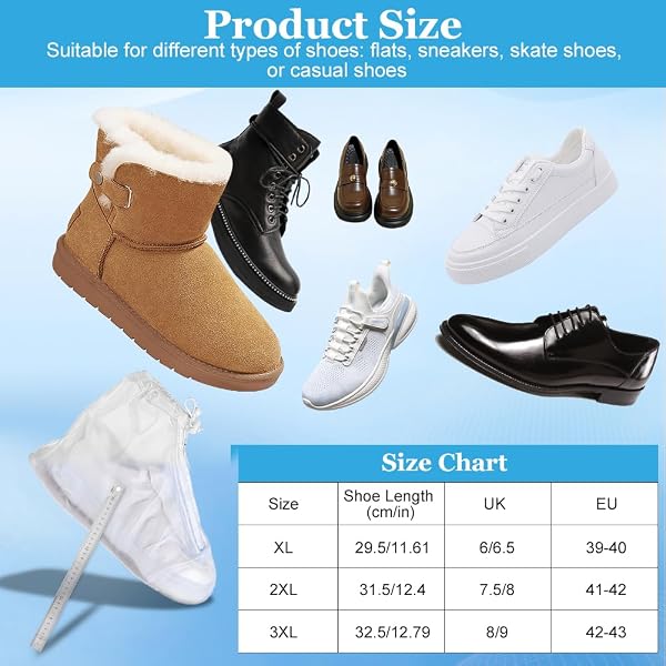 Copriscarpe Impermeabili, Travel Copre Scarpe, Suole Antiscivolo, Design con Cerniera, Riutilizzabili, Lavabile, Soprascarpe Impermeabile Pioggia Neve Fango, Unisex, Bianco - 2