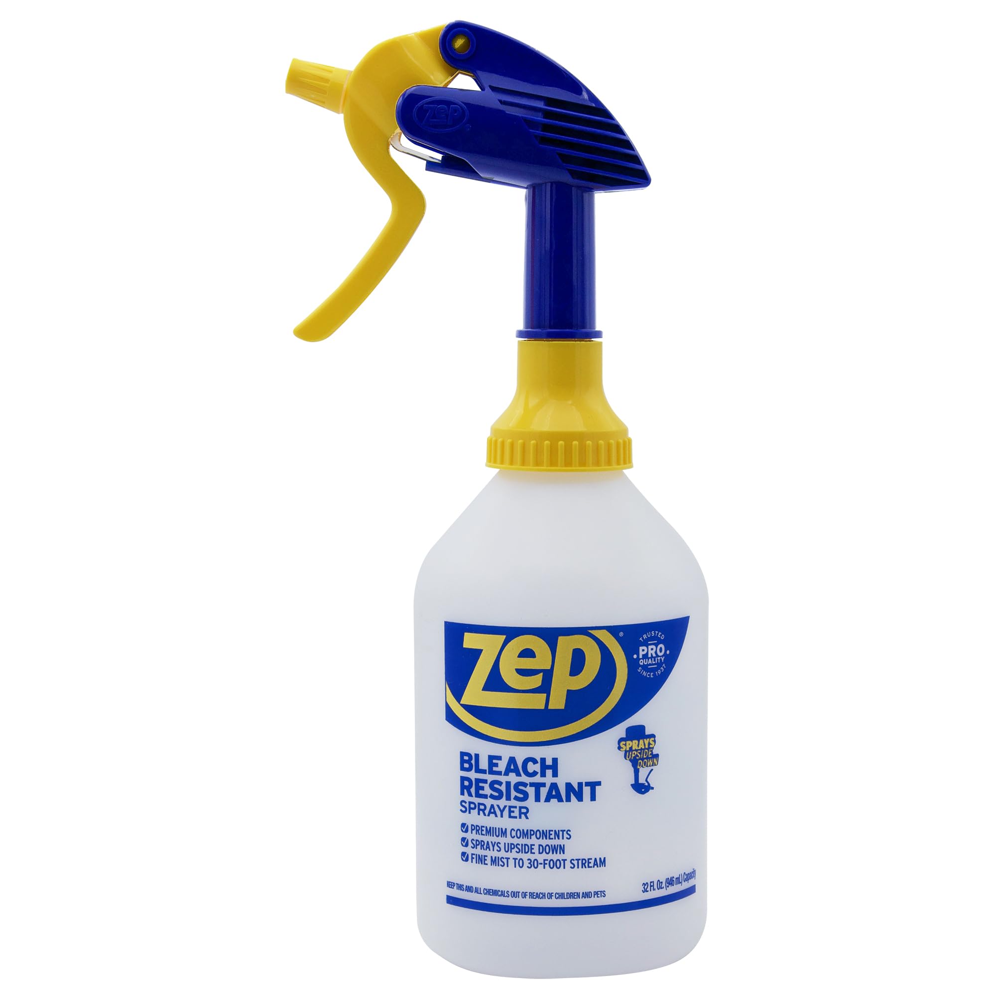 Zep New Bleach Resistant Professional Sprayer 2.0 Bottle 32 Ounces - 30 Foot Spray, Adjustable Nozzle