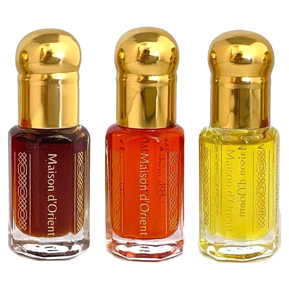 Maison d'Orient Samples Set (3 x 3 mL) of Scented and Neutral Fragrance Longevity Booster Elixir Oil Perfect For Any Spray Perfume, Cologne and Eau de