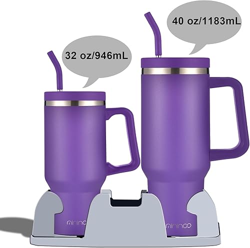 Miniatura 4 de Vaso de 40 onzas con asa y tapa con popote, taza de café aislada de acero inoxidable, tapa a prueba de fugas y popote para portavasos de automóvil