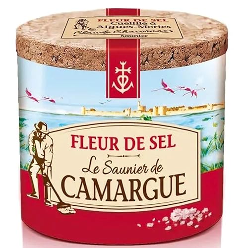 Sal marina Le Saunier de Camargue Fleur De Sel, latas de 4.4onzas
