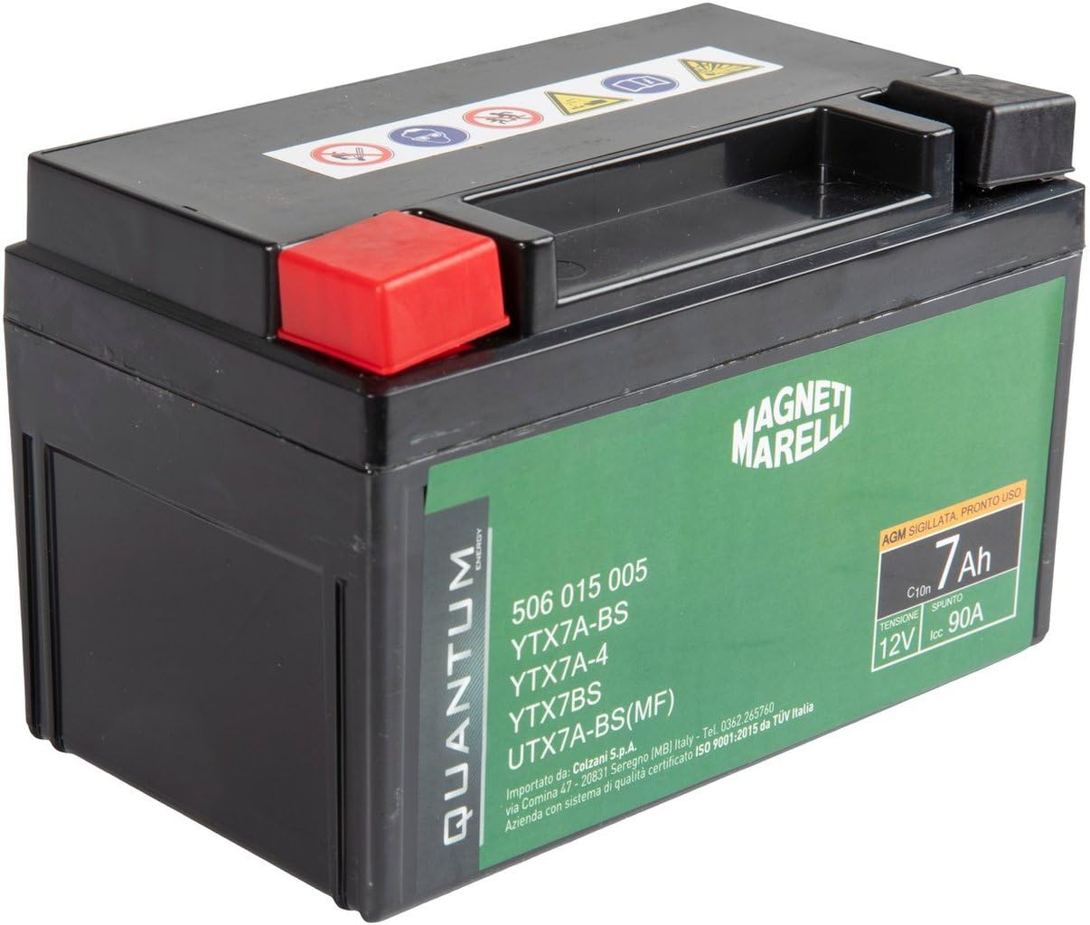 Magneti Marelli Batteria Quantum 7Ah AGM 90A | Batteria Moto 12V Per Scooter E Motocicli | Tecnologia AGM, Avviamento Affidabile, Senza Manutenzione