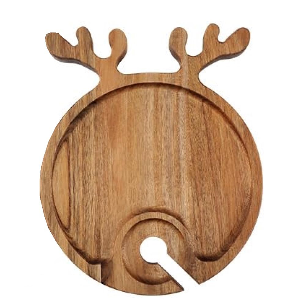 CTRLZS Wooden Pallet Christmas Cooked Steak Tray Outdoor Picnic Wine Glasses & Wine Holders Tray Fruit Steak Plate