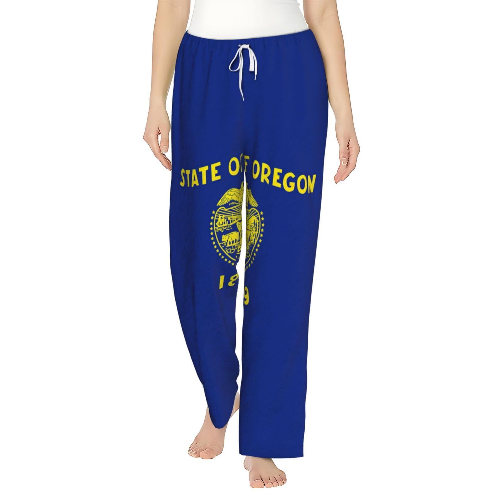 Oregon Damen-Schlafanzughose mit Staatsflaggen-Druck, Flanell, warm, bequem, Lounge-Schlafhose für Urlaub und Weihnachten