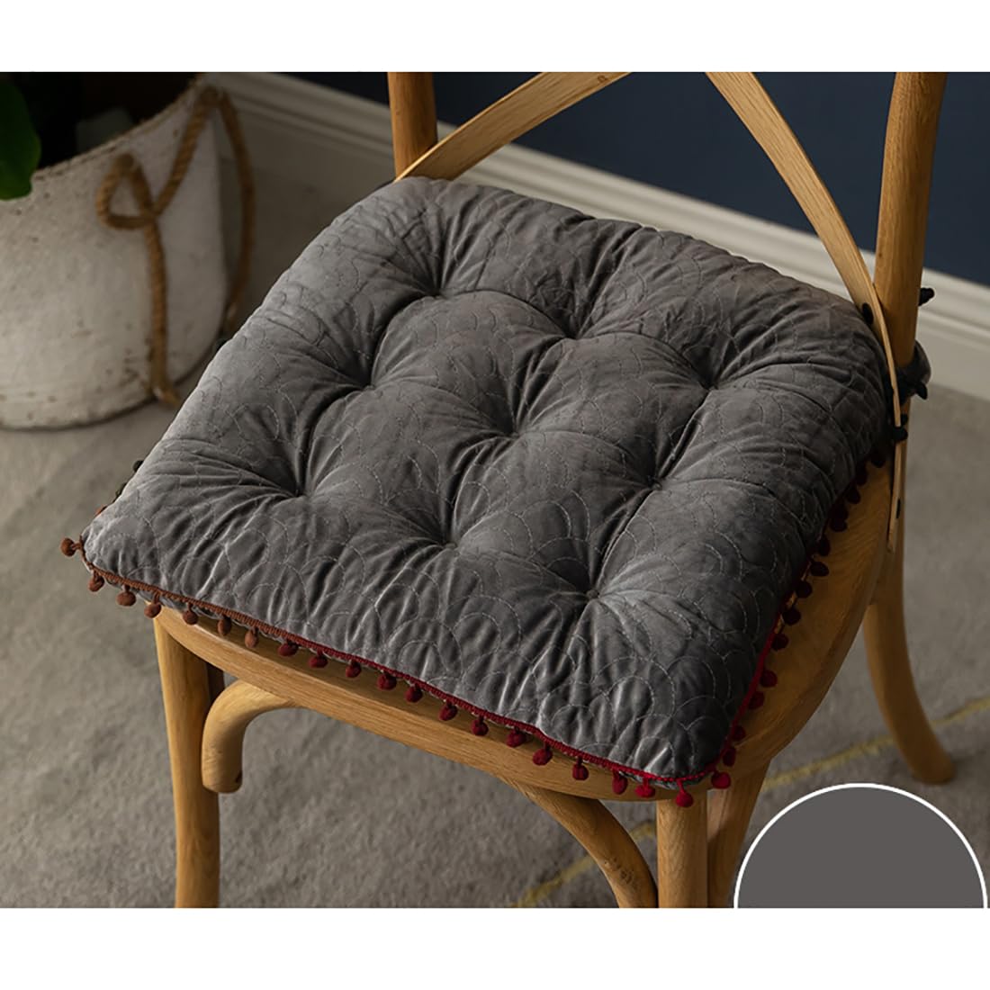 VHJdtE Seat Cushion, Nordic Style|Cozy Thin Fleece Fabric Seat Pads|Stylish Upholstered Sofa Backrest Pillow(Square-gray)