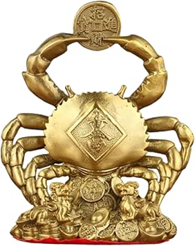 Chinese Feng Shui Crab Statue Brass Gold Crab Decor Attract Wealth Figurine Home Office Decoration Tabletop Sculpture Ornaments Good Lucky Gifts