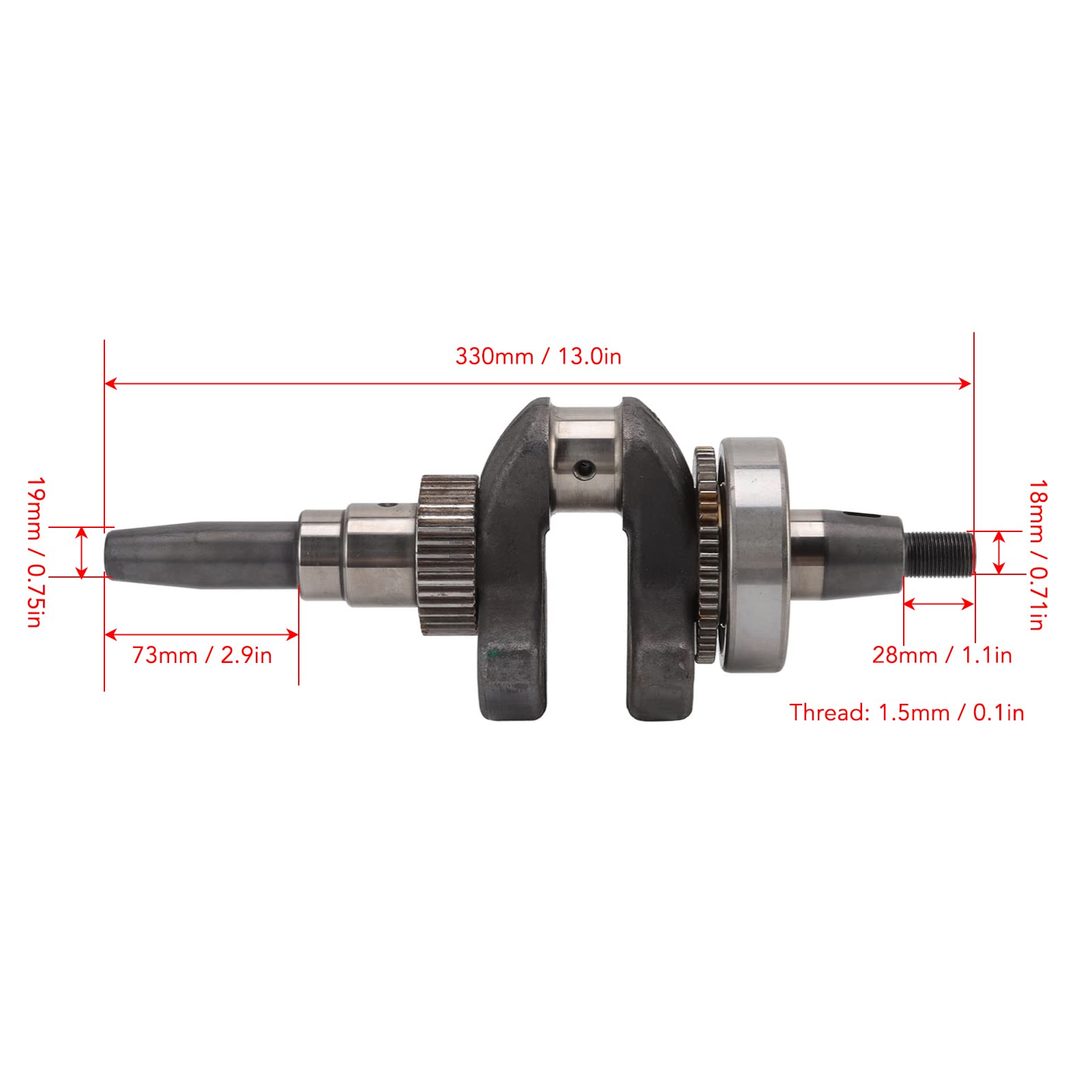 aqxreight Cigüeñal Cónico con Rodamiento de Engranaje 6308 para Generador Diésel 188F, Conjunto de Cigüeñal de Acero Forjado para Enfriador de Aire de un Cilindro de 5 Kw, Accesorios para