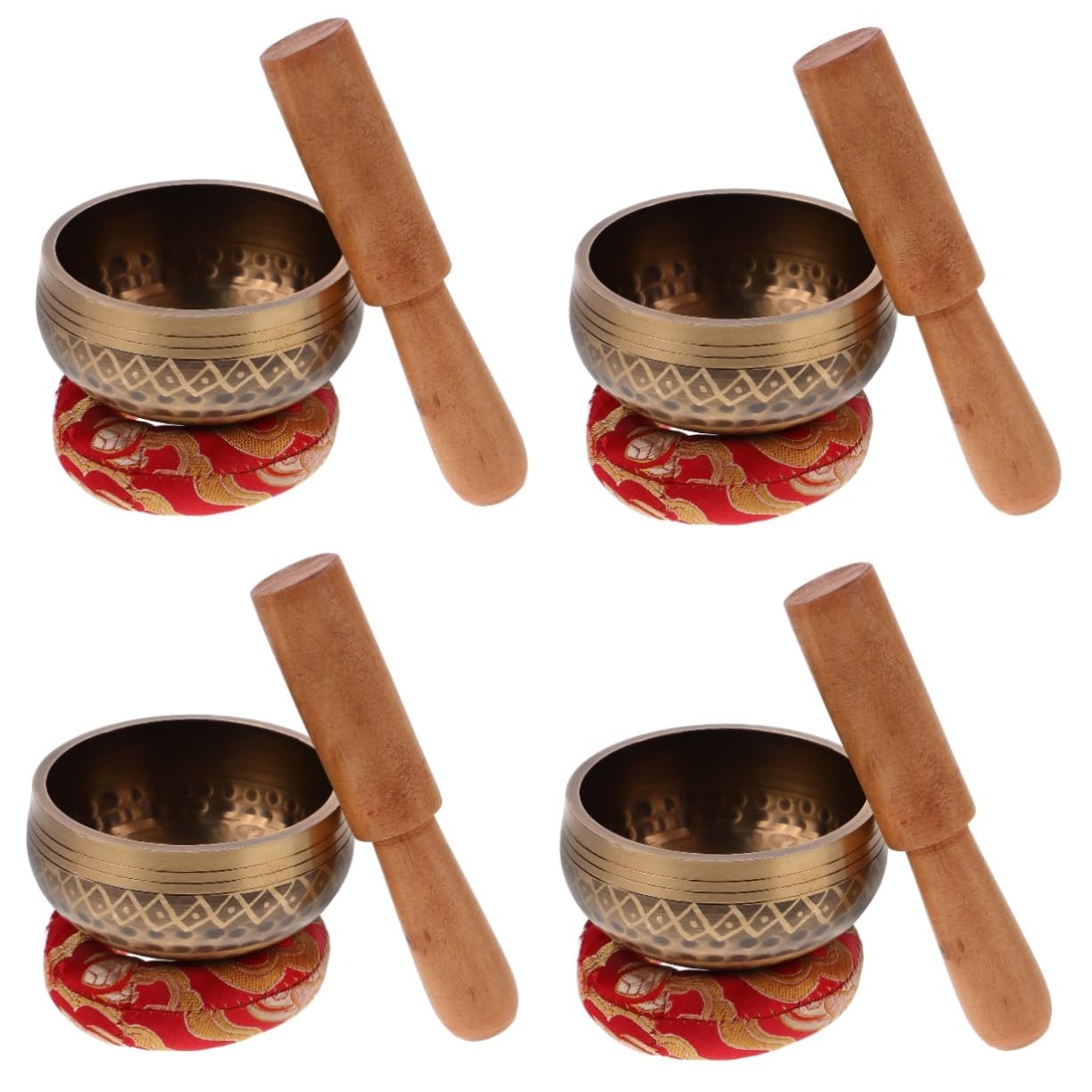 Toyvian 4ensembles Bol Chantant Avec Maillet Et Coussin Bol Décoratif Pour Et Thérapie Sonore Artisanat Népalais