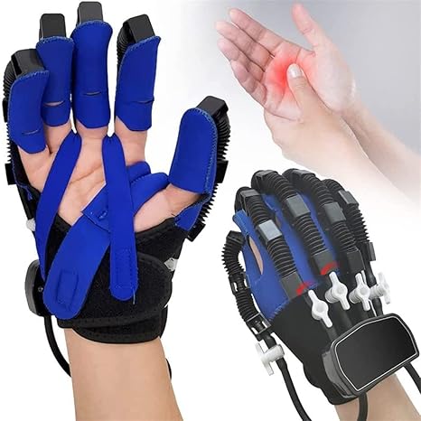 Amazon Co Jp スマートストロークハンドミラーロボットグローブ Lcdタッチ スクリーン タイミング 強度を調整できるハンドリハビリテーションロボットグローブ ハンドスプリント支援トレーニング機器 Bluelefthand M スポーツ アウトドア