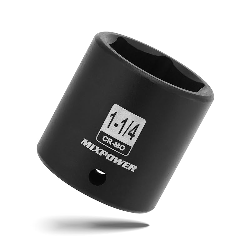 Soquete de Impacto Raso MIXPOWER 1/2 pol. para Porca de Eixo, 1-1/4 pol. (31,75 mm), 6 Pontas, Aço CR-MO, MT332