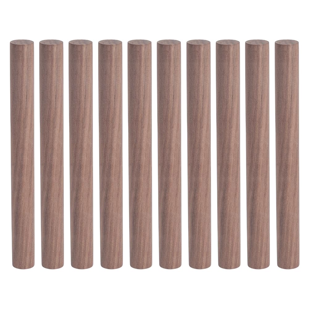 AHANDMAKER 10 Pcs Wooden Dowel Rods 5.9 Inch Long Round Wood Sticks Walnut Dowel Rod Sticks for Crafting Woodworking Building Model Macrame DIY Craft, Coconut Brown