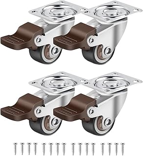 4PCS Furniture Castors,MoreChioce 360 Degree Rotation Heavy Duty Castors with Brake up Heavy Duty Castors Transport Castors Load Capacity 50kg/110lbs per Roll,2 Inches