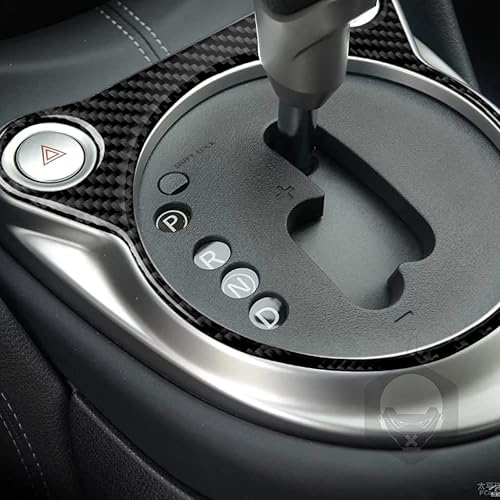 Miniatura 2 de Decoración de automóvil negro de fibra de carbono para consola central, marco de cambio de marchas, luz de advertencia de emergencia, adhesivo