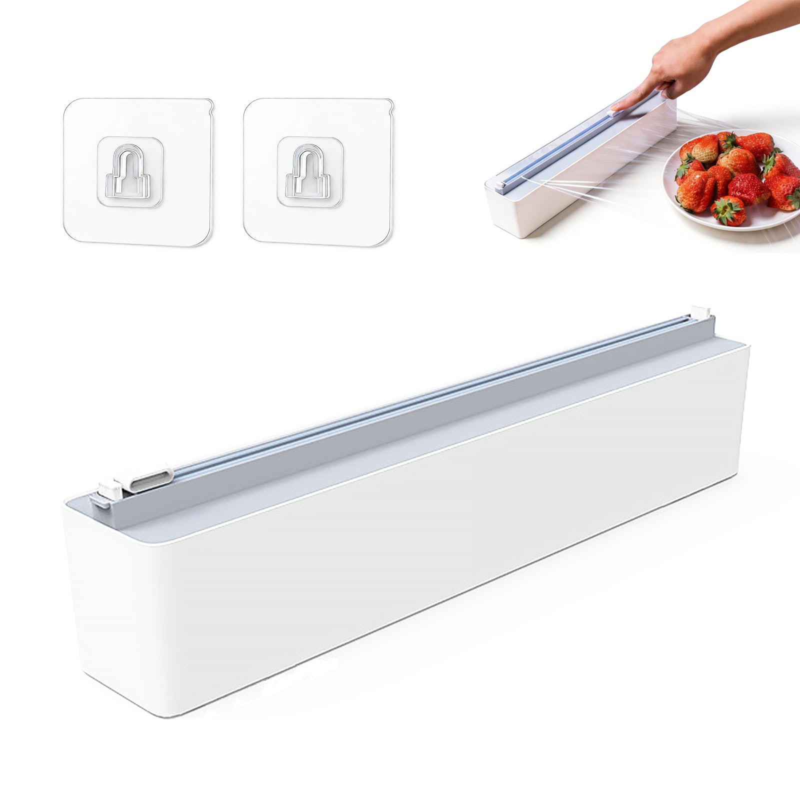 Dispensador Láminas Rellenable, Dispensador Papel Aluminio y Film, Dispensador Magnético con Cortador, Cortador de Film de Cocina, Gris