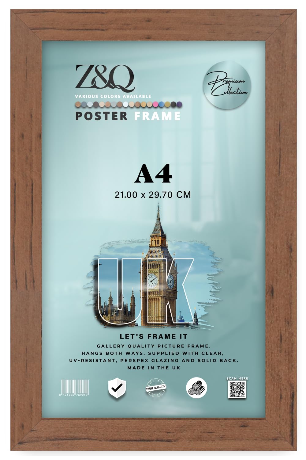 Z&Q - MDF Wood Finish A4 (21.00 x 29.70 CM) Poster/Picture Frame | Sturdy & Lightweight 11 x 8 Inch Perfect for Room Interior, Art [ Walnut ]