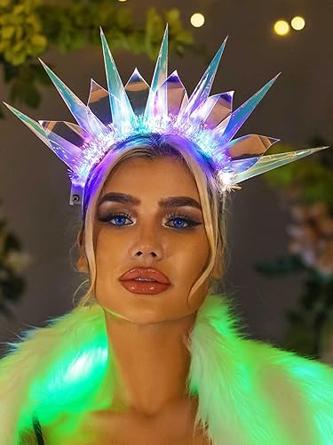 Miniatura 3 de BARTOSI Diademas iluminadas con corona LED, diadema brillante para el cabello, fiesta, discoteca, rave, accesorios para el cabello para mujeres