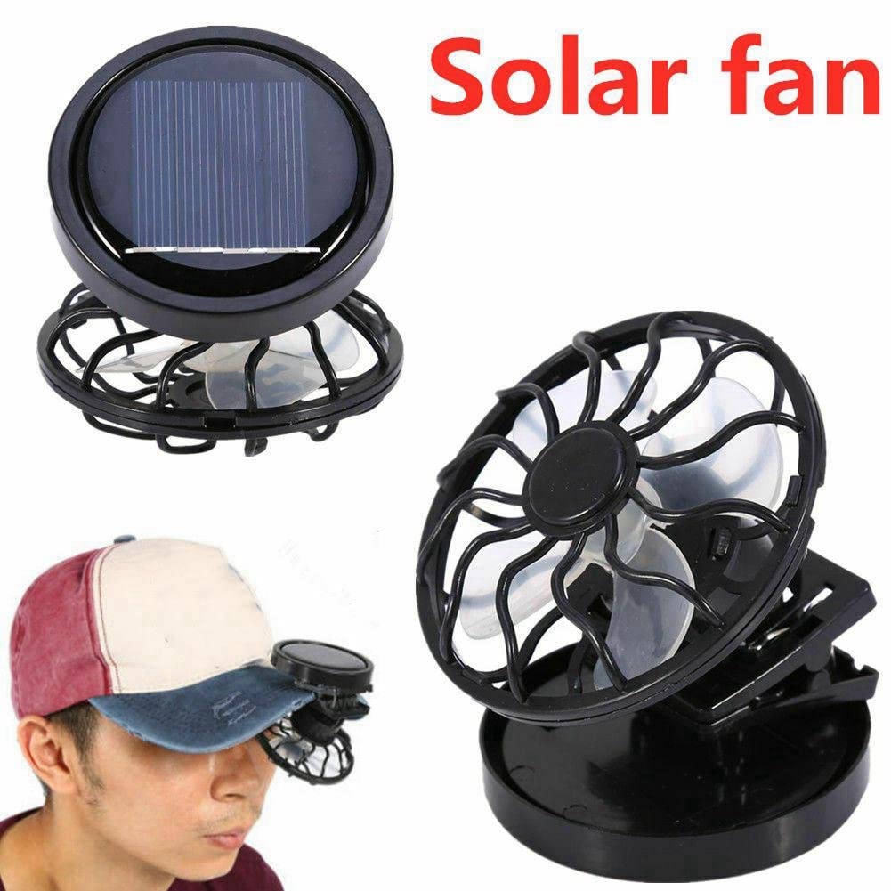 VENEKA 2 Stuks Draagbare Mini Zonne- Ventilator Clip Klimmen Koelventilator Kampen Woestijn Zomer Handgehouden Hoed Hoed Ventilator