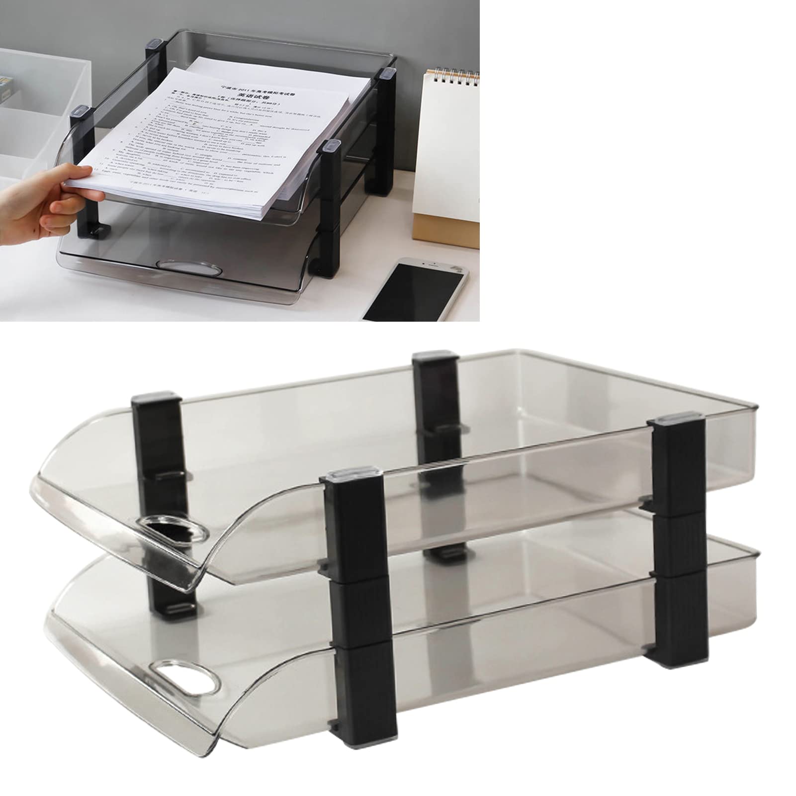 Bandeja de cartas, organizador de escritorio de acrílico, bandeja de cartas, organizador de papel, bandeja de papel, bandeja de almacenamiento de archivos, organizador de escritorio para oficina en