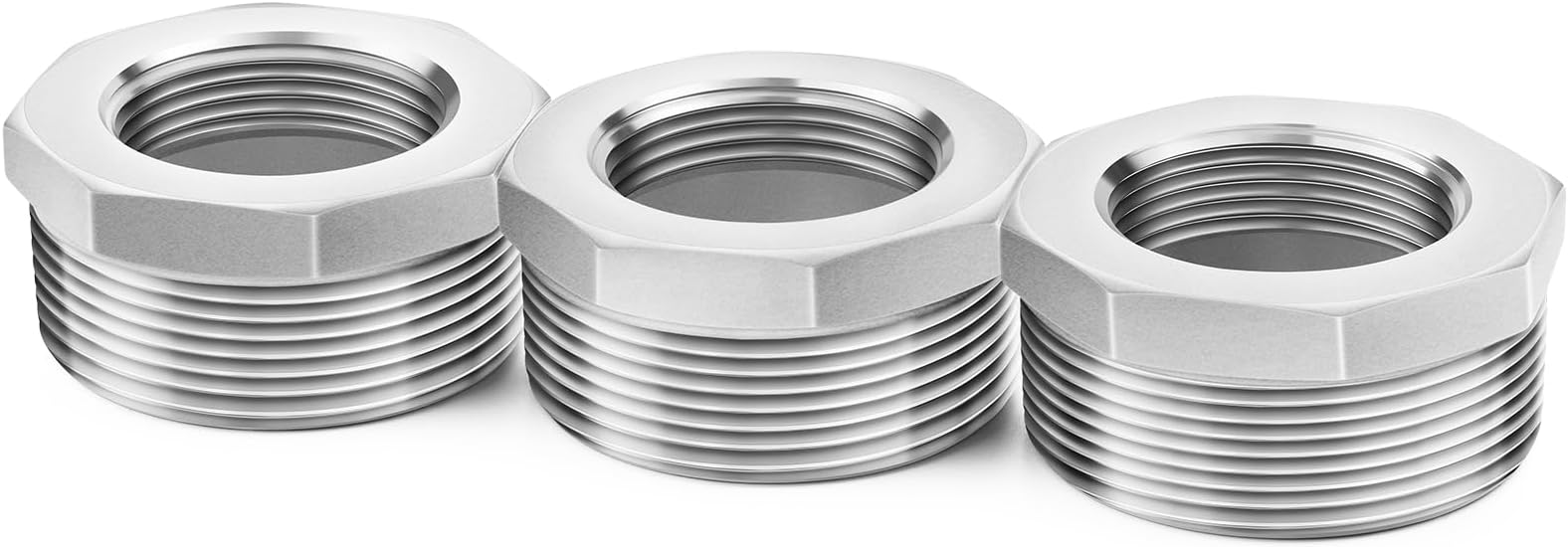 ChillWaves 304 Stainless Steel Pipe Fitting, Reducer Hex Bushing 1-1/4" NPT Male x 3/4" NPT Female Thread Adapter(3-PACK)