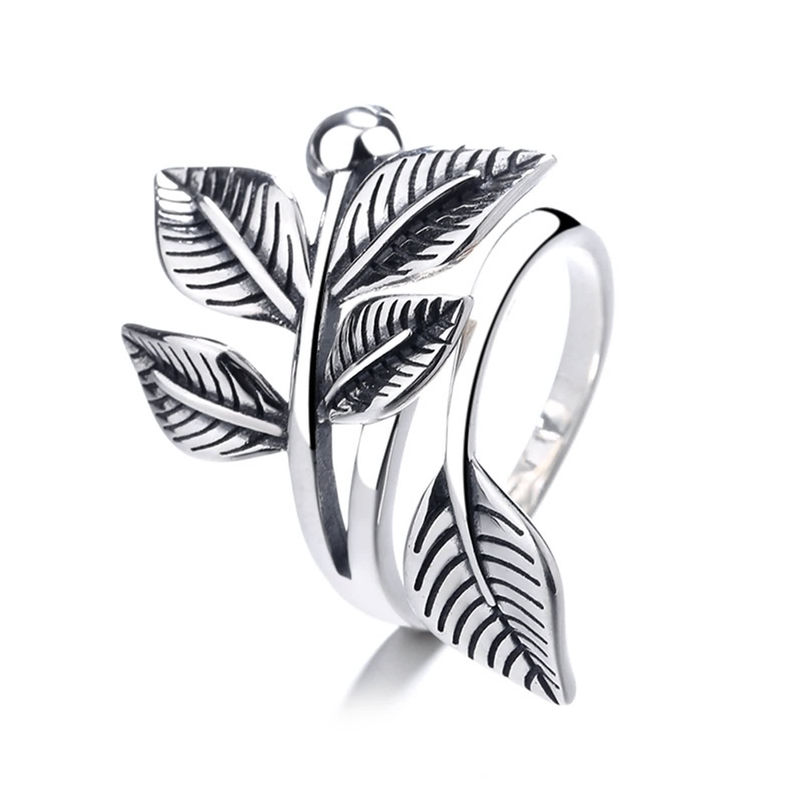 Anelli regolabili a foglia, anelli di fiori per donna in argento Sterling regolabile gioielli alla moda per lei, Adjustable, Argento sterling, Nessuna pietra preziosa