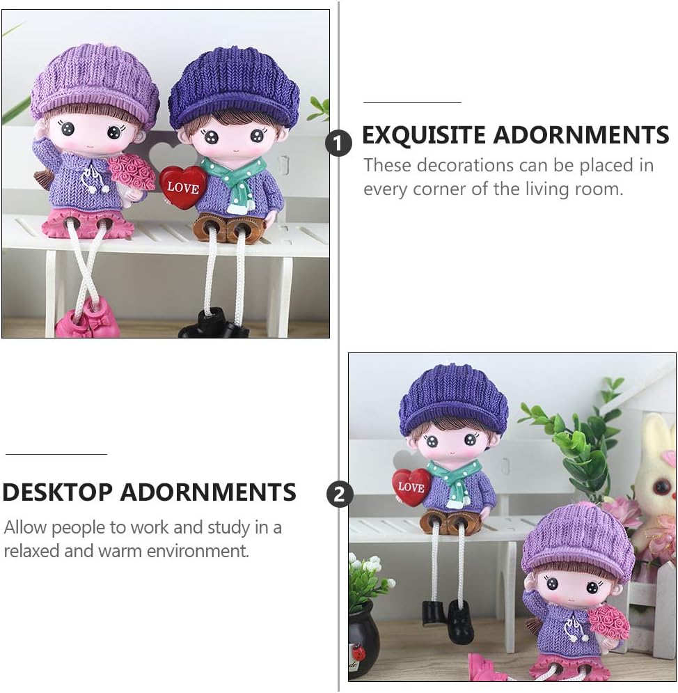 ABOOFAN 2 Pcs Hanging Feet Couple Doll Couple Garden Sculpture Decor Desk Topper Valentines Day Statue Boys Suit Miniature Figurines Doll Resin The Lover Lovers