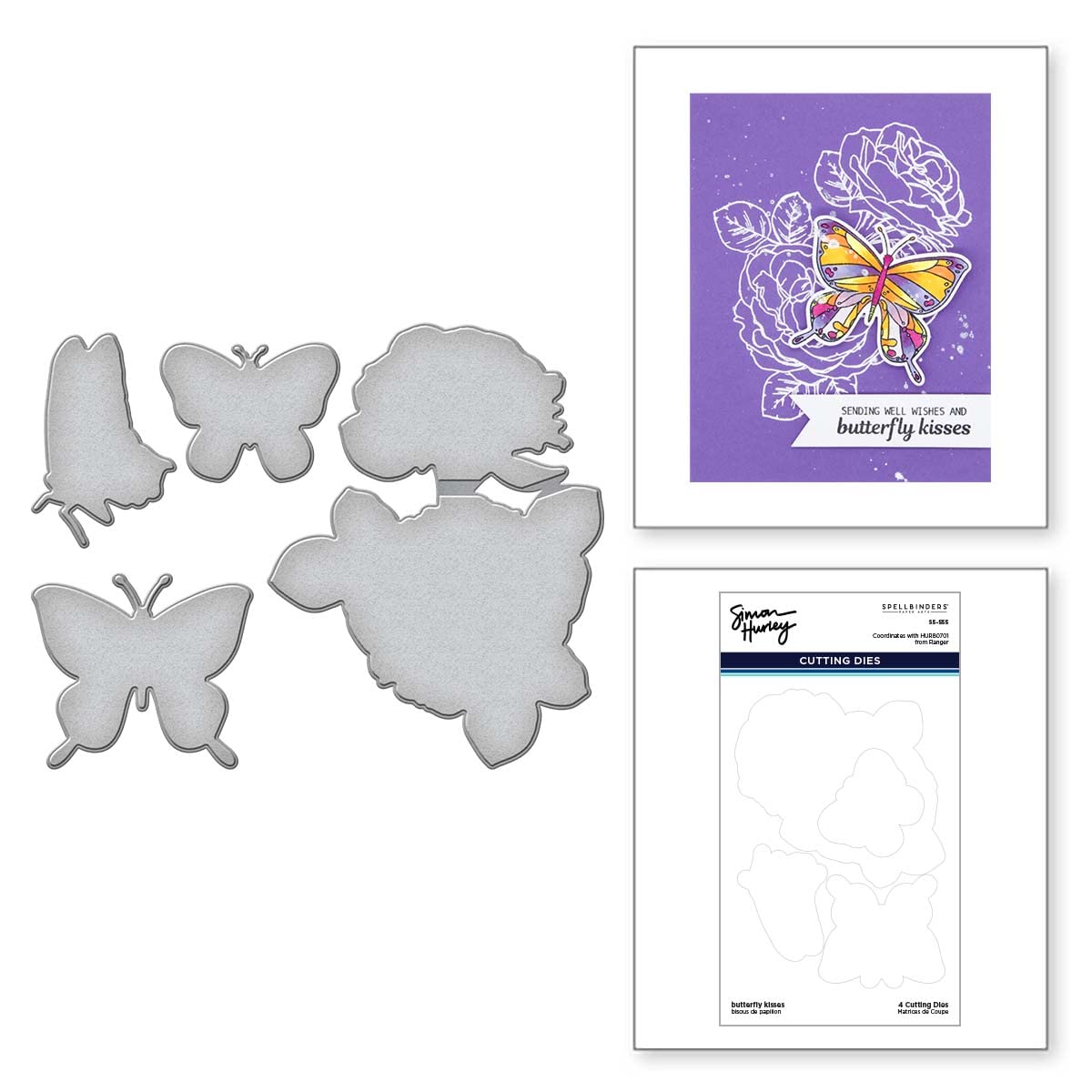 Spellbinders Butterfly Kisses Etched Dies for Coordinating Stamps Set ...